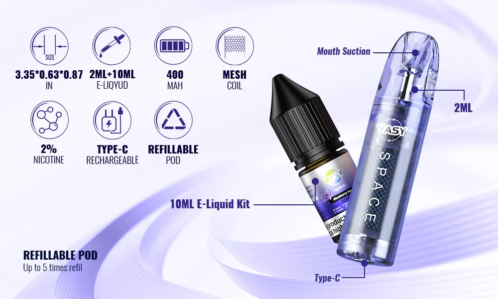 Refillable Disposable Vape E-Cigarette & 10ml Vape Juice Vapmind Vape Shop Oil filling operation instructions
