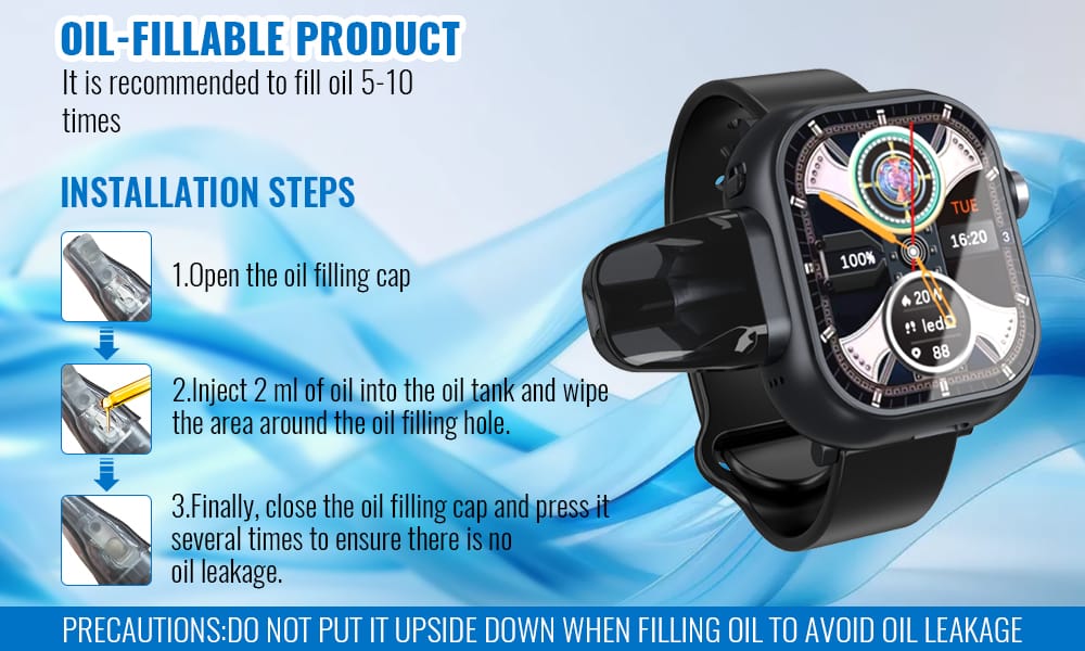 Replaceable Vape pod systemThe 2ml Vape pod system can be refilled repeatedly e-liquid Vapmind Vape smart vape watch