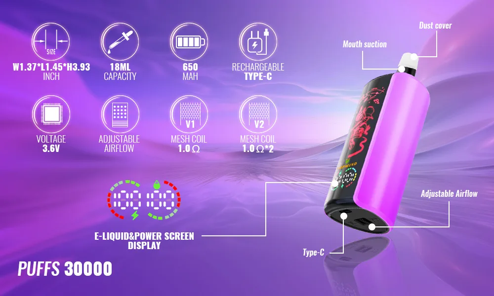 Disposable Vape Full-Screen Display Double Mesh Vapmind Vape 30000PUFFS Big Smoke